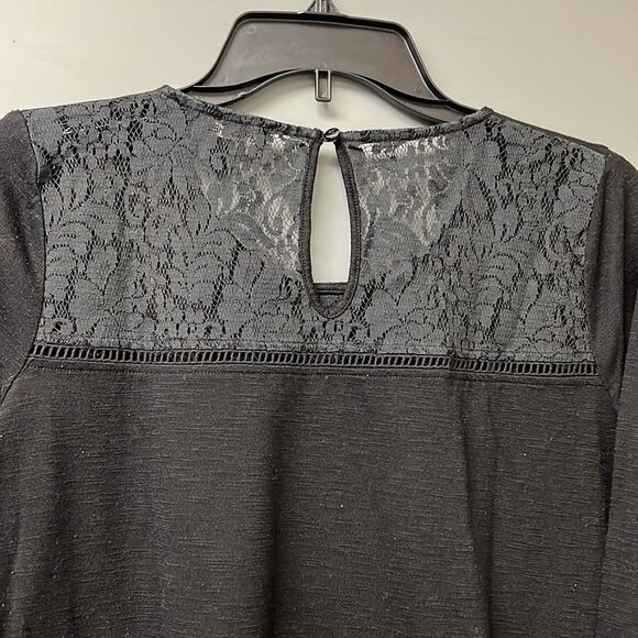 My Michelle Womens Long Sleeves Top Size M Lace Front and Back Top Black - Picture 6 of 10